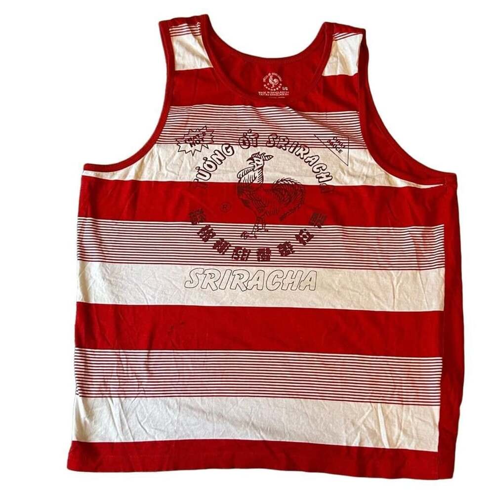 Red and White Striped Sriracha Tank Top